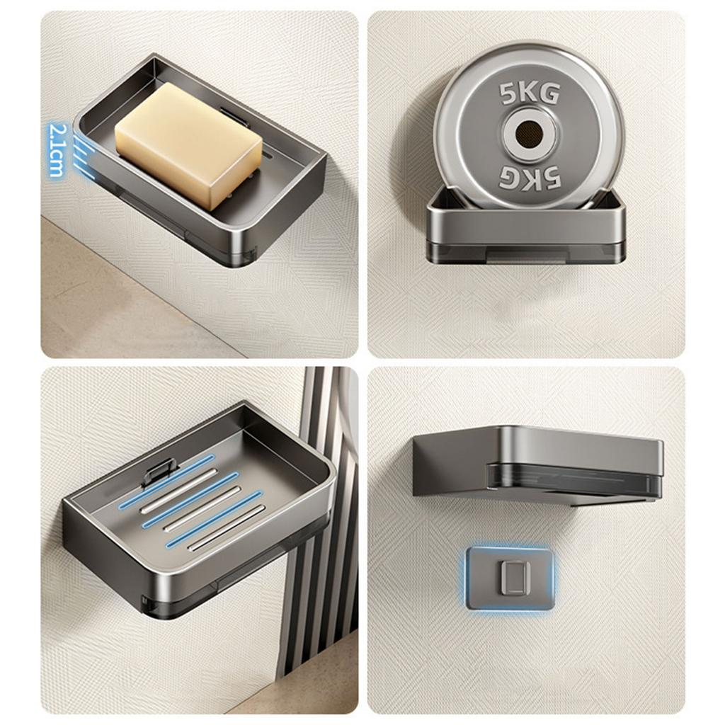 Soap Holder Soap Dish with Removable Drip Tray Bathroom Soap Organizers Aluminum Alloy