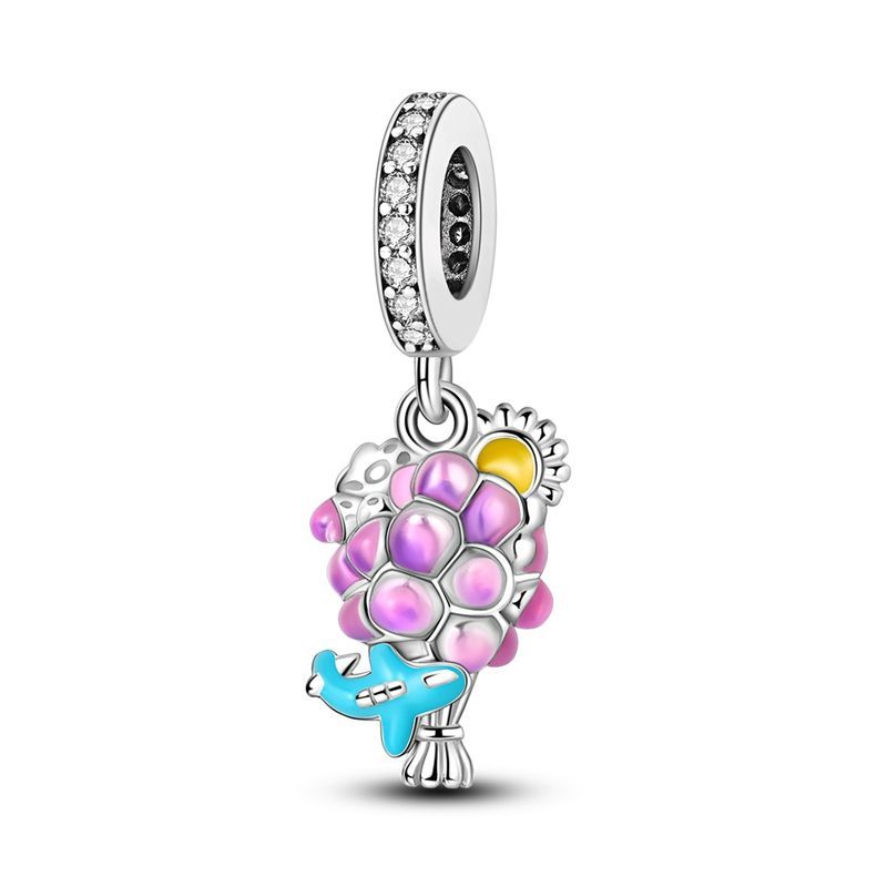 925 Silver Purple Series Butterfly Aries Gemini Safety Chains Fit Original Bracelet DIY Jewelry Making Gift For Women