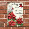 Vintage Tin Sign Poinsettia Christmas Wall Art 8x12in Home Decor Gift