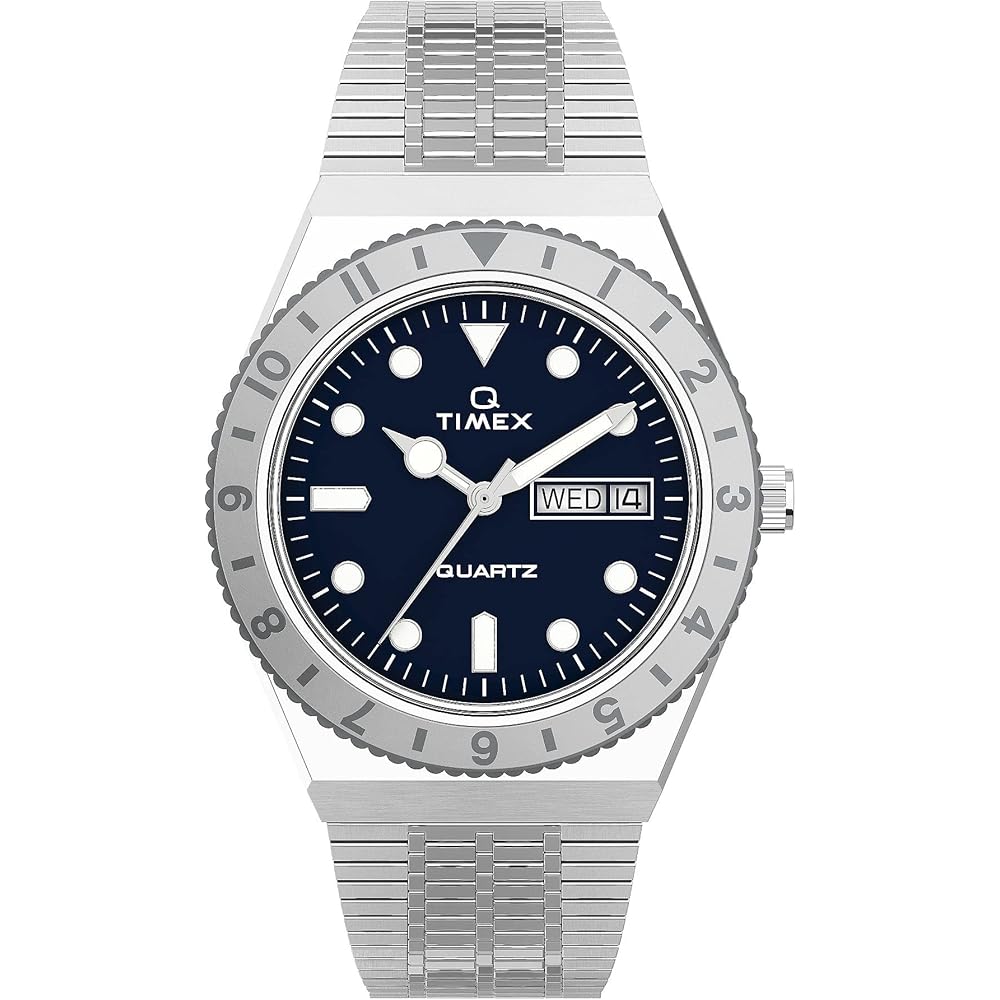 Timex Q Reissue Analog Women s Watch Stainless Steel Bracelet Silver Blue 38mm