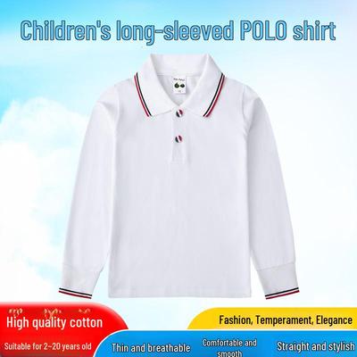 Okul Üniformaları için Çocuk Uzun Kollu Pamuk Polo Tişört