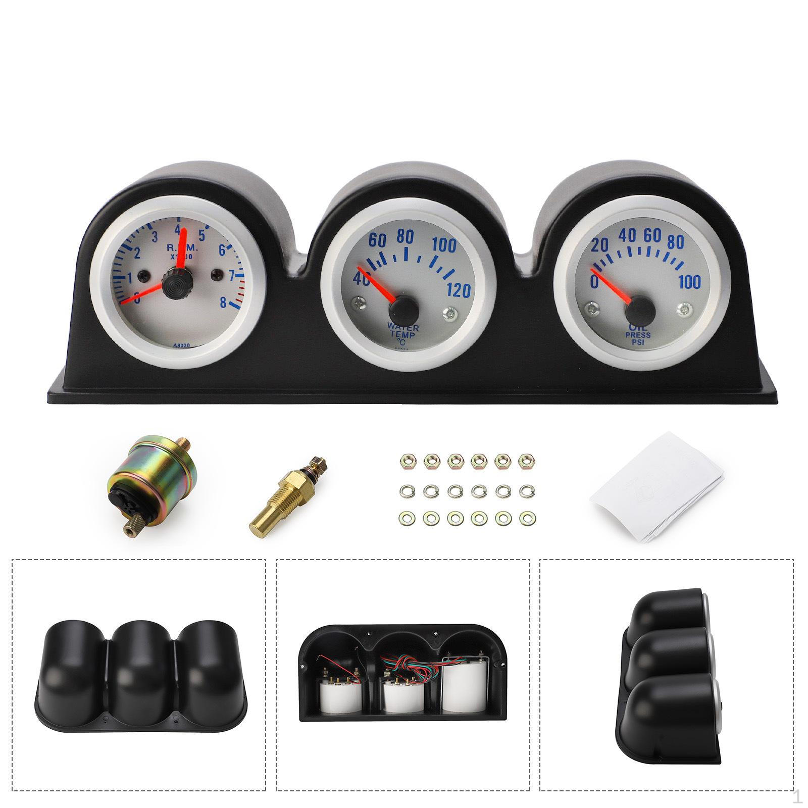 

Automobile Retrofit Instrument, Instrument Cluster ,3 in 1 Water Temperature Oil Pressure Gauge for