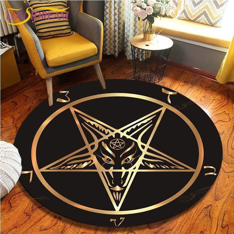 Satan Skull 3D Print Waterproof and Non-slip Circle Cute Floor Rug Round Area Rugs Living Room Children Chair Tent Carpets