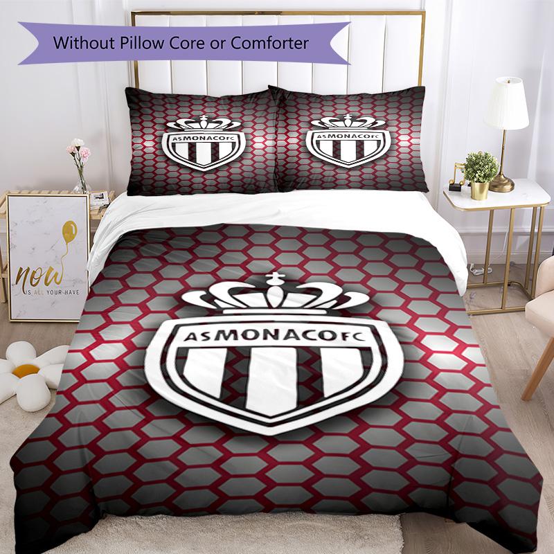 Monaco Football club Printed Pattern Duvet Cover Set – includes 1 duvet cover and 2 matching pillowcases Bedroom decor Christmas gifts