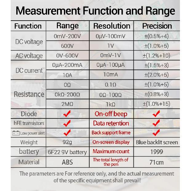 Digital Multimeter Esr Testers ANENG XL830L Automotive Electrical Meter Dmm Transistor Peak Tester Meter Capacitance Meter tools