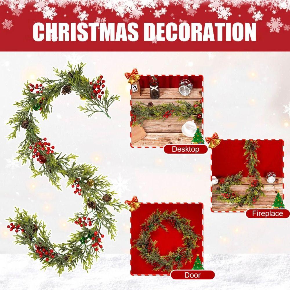 2M Faux Greenery Garland Home Deco Winter Pine Garland Artificial Pine Garland  Mantle Stairs