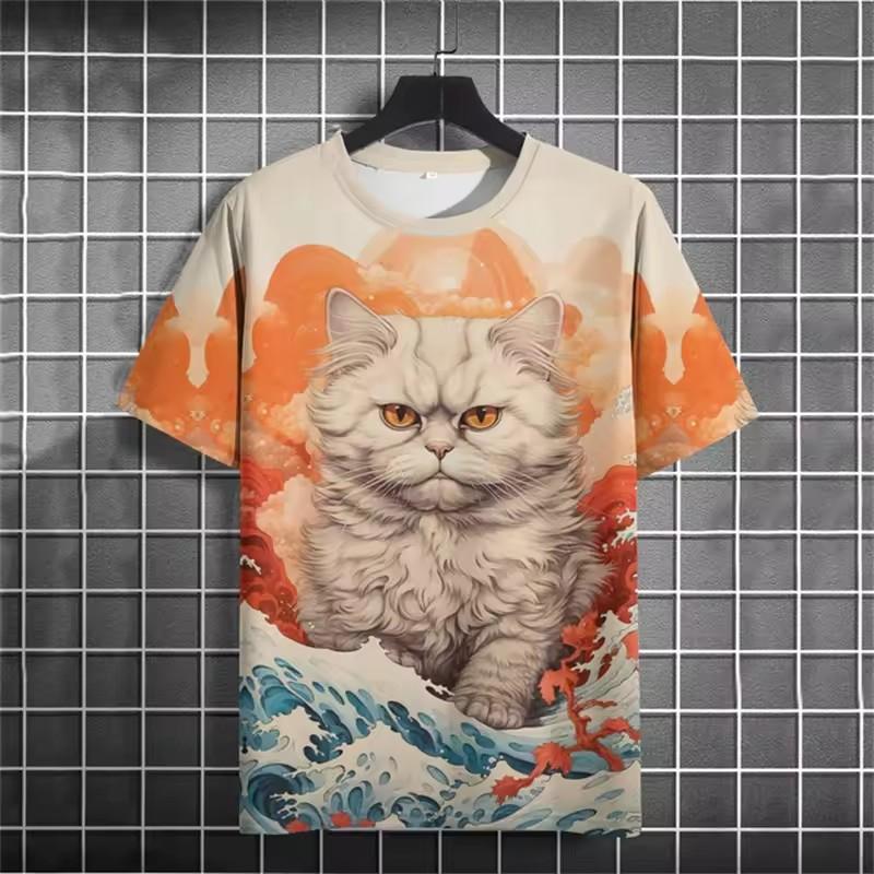 Summer Short Sleeve Harajuku Print Aniam T Shirt for Men O-Neck Top Oversized Pullover Fashion Streetwear Fashion Men‘s Clothing