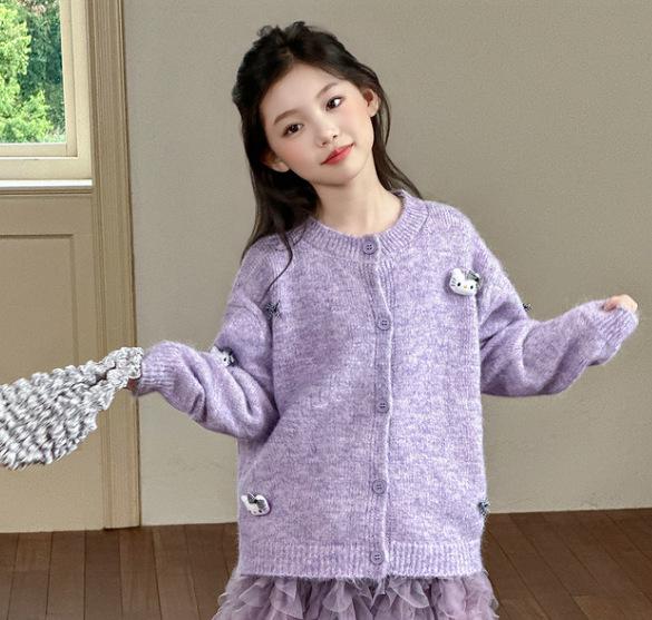 

Girls 2025 Spring & Autumn Korean Style Fashion Square Zipper Knitted Set 130 cm