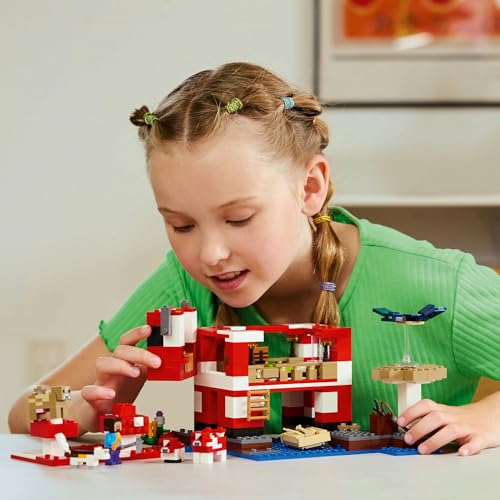 LEGO Minecraft Mooshroom House Toy, Birthday Gift, Building Blocks, for Girls and Boys, Ages 8, 9, and 10, Elementary School Students, Game, 21270