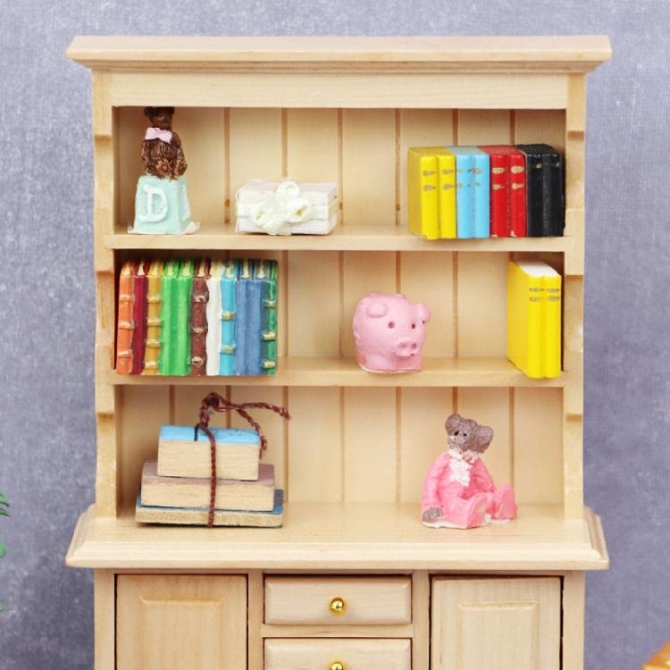Portable 1 12 Scale Miniature Sturdy Wood Bookcase Dollhouses Furniture Three Layers Display Decoration for Kids