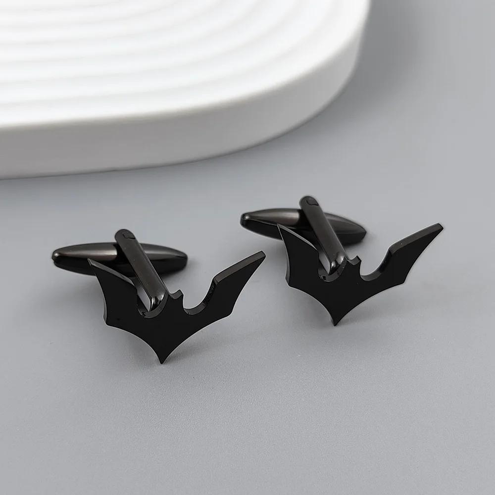 Bat Cufflinks for Men Sleeve Wrist Buttons Shirt Clasps Stainless Steel Cuff Buckle Wedding Grooms Jewelry Mens Accessories