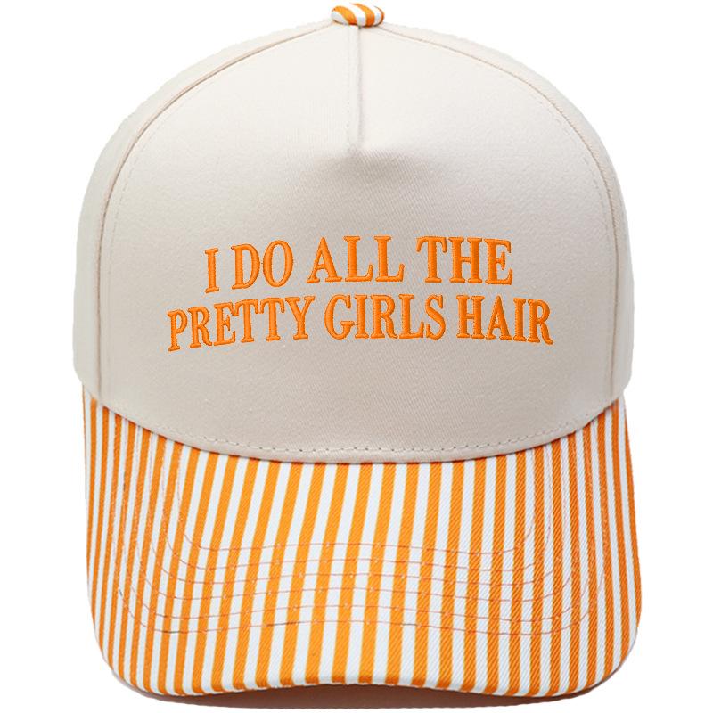 PRETTY GIRLS HAIR Fun Embroidery Color Matching Truck Driver Hat Men's and Women's Casual Sun Hat