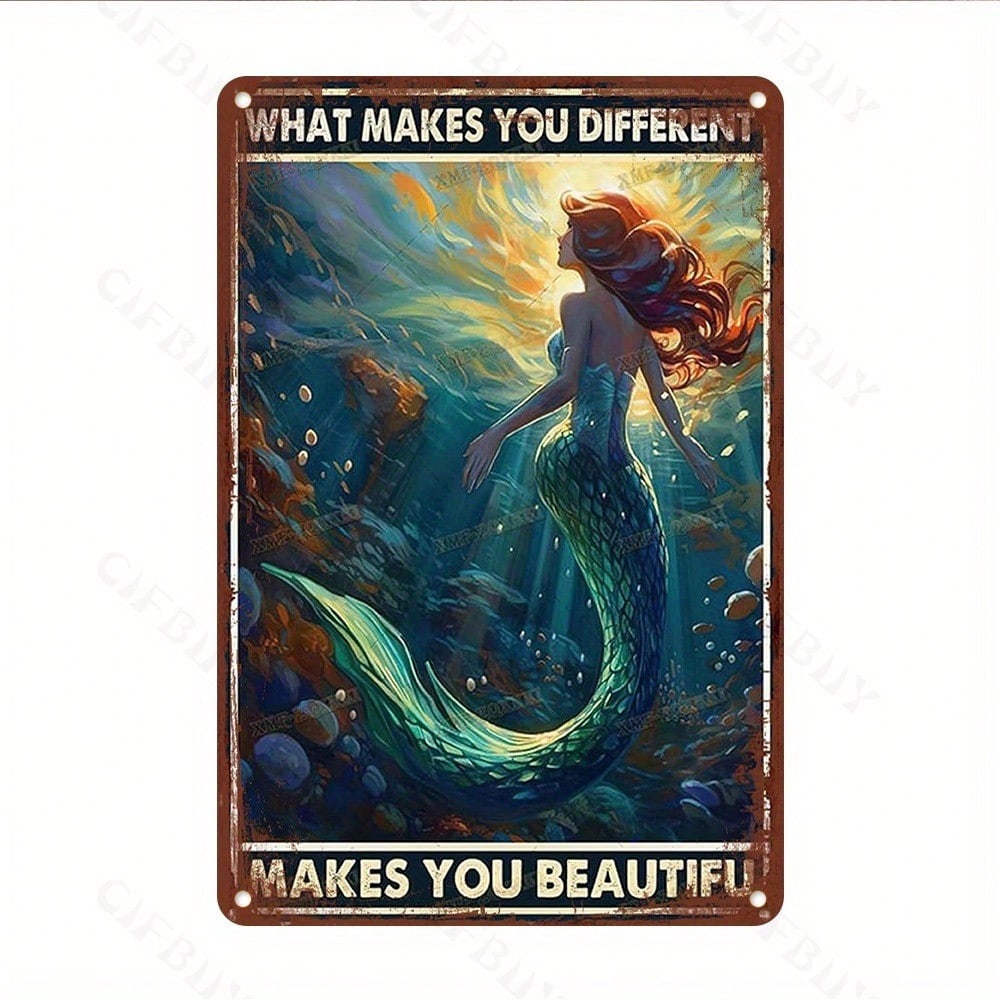 

Vintage Mermaid Metal Sign UV Printed Aluminum Home Bar Wall Art 20x30