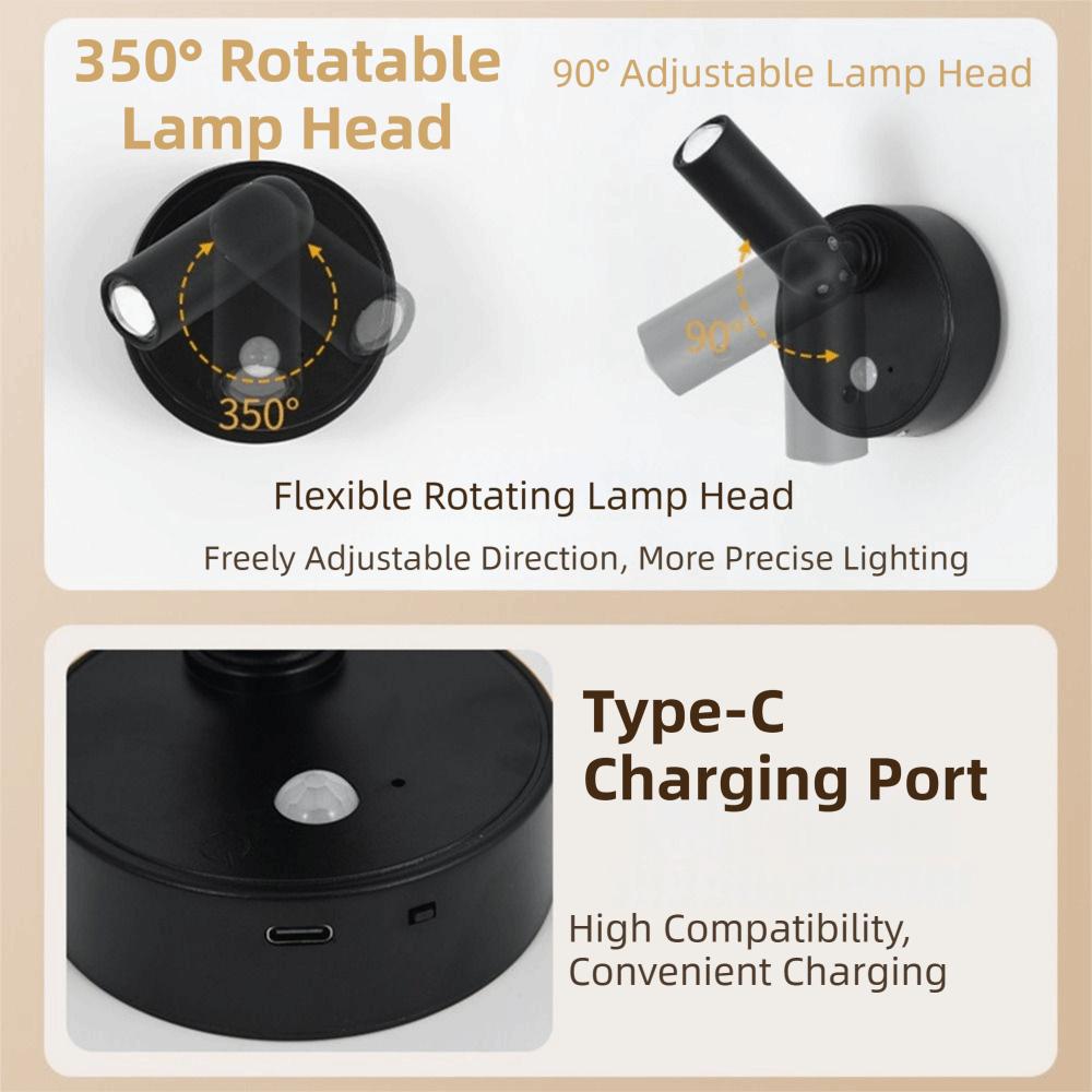 Wireless LED Wall Sconces Light 0.5W Dimmable LED Cordless Wall Light Touch Sensor Adjustable Brightness Magnetic Wall Lamp