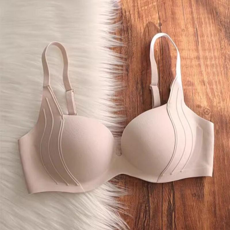 Summer Liquid Foundation Seamless Nude Feel Bra Women Fixed Cup Push‑Up Bra Adjustable Anti‑Sagging Bra for Small Bust