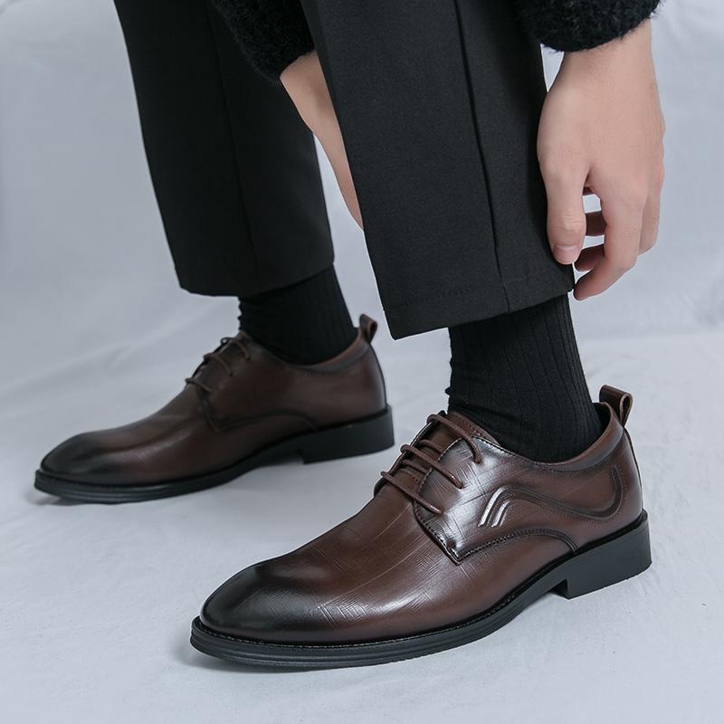 Fashion New Men's Leather Shoes Comfortable Minimalist Style Fashion Daily Office Business OUTDOOR Black Brown Lace-up -46 Versatile