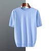 Men's Short-sleeved Fall/winter Casual Lightweight T-shirt with Simple Texture for Casual Office Wear, Round-neck Base Layer Sweater, Knitted Garment