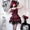 Halloween Cosplay Dress with Zipper Punk Red and Black [Milky Time] Pattern, Style, Lace, (Lace)