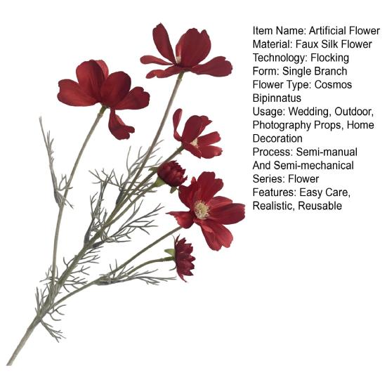 Artificial Cosmos Bipinnatus UV Resistant Fake Silk Galsang Flower Home Office Wedding Party Indoor Outdoor Faux Bloom Decoration
