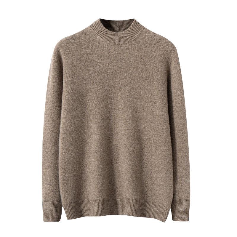 First-line ready-to-wear thickened cashmere sweater men's semi-turtleneck pullover sweater knitted sweater loose wool sweater base
