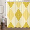 Yellow Diamond-Patterned Shower Curtain, Polyester Fabric, Machine Washable, With Hooks, Suitable For Bathroom Decoration.