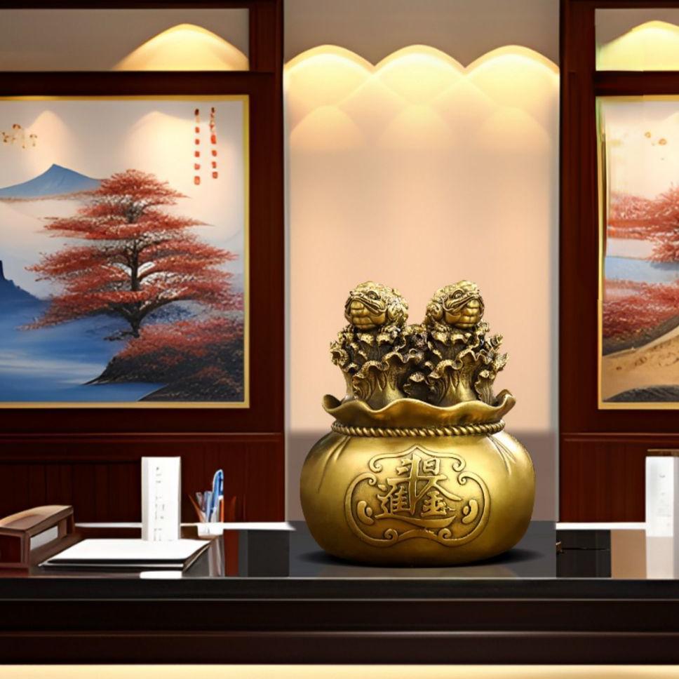 Zhaocai Ganz Kupfer Goldene Kröte Schatztopf Ornamente Ziehen Reichtum an Kohl Wohnzimmer TV-Schrank Bürodekor Eröffnungsgeschenk