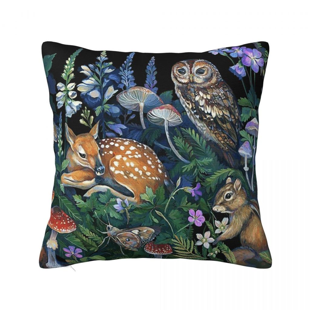Enchanted Forest Square Pillowcase Pillow Cover Polyester Cushion Decor Comfort Throw Pillow for Home Sofa