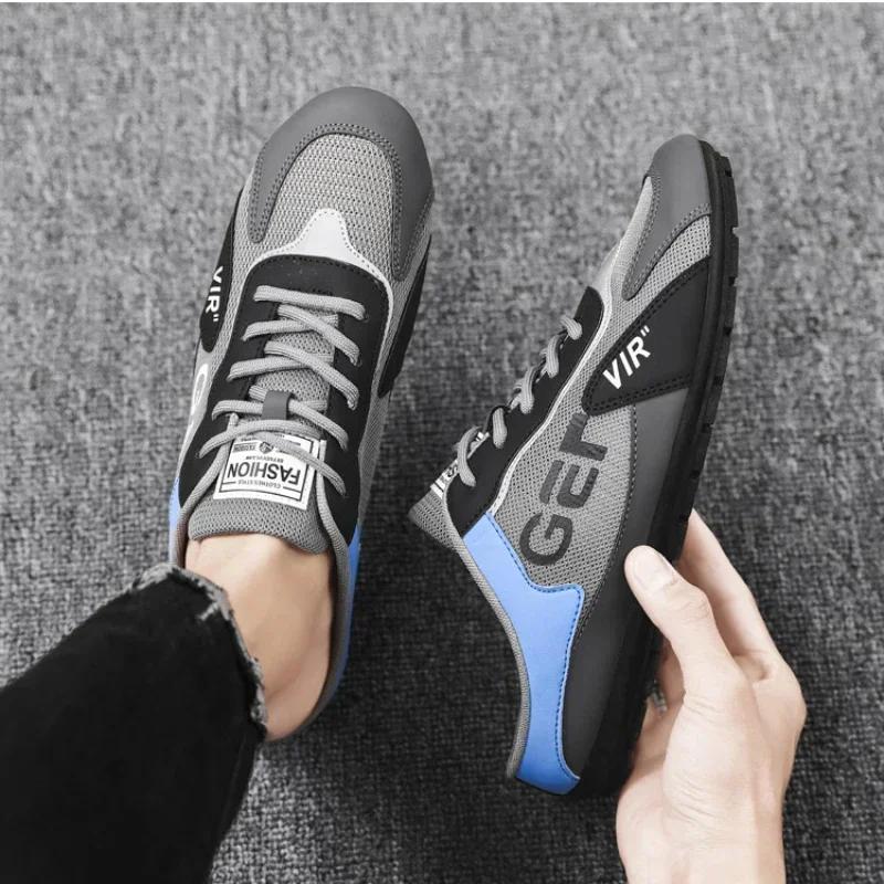 2025 New Style Half Slip-on Shoes Comfortable Flat Shoes Mesh Men Shoes Breathable Men Sneakers Comfortable Zapatos Para Hombres