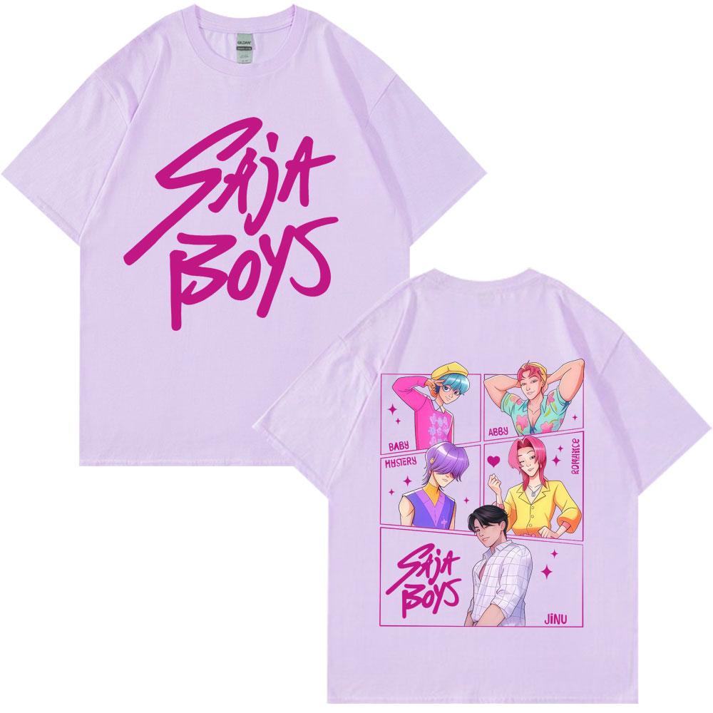 New Movie Anime KPop Demon Hunters Saja Boys Tshirt Men Women Trend Harajuku Cosplay T Shirt Loose Cozy Cotton Casual T Shirts