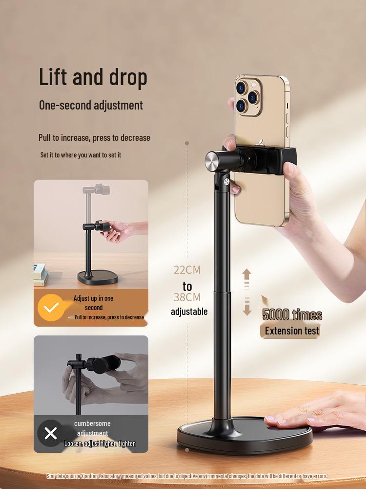 Soporte para teléfono móvil 2025: Soporte de Escritorio para Transmisión en Vivo y Selfies Cenitales, Uso Universal para TikTok y Videos.