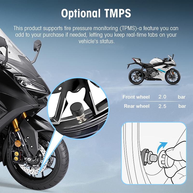 5" Motorcycle Navigation GPS Wireless Carplay&Android Auto Moto Monitor IPX67 Waterproof Display Dual Bluetooth