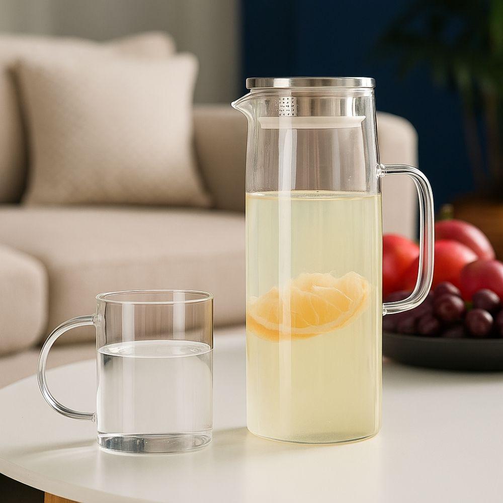 Transparent Heat Resistant Kettle 1.5L Tea Pitcher Minimalist Glass Water Pitcher  Household