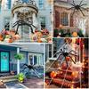 Halloweenový velký černý pavouk, falešný obří černý plyšový pavouk, venkovní pavoučí rekvizity, strašidelný dům, zahrada, dvůr, děsivé dekorace