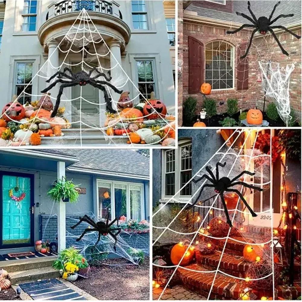 Halloween Large Black Spider,Fake Giant Black Plush Spider,Outdoor Spider Props,Haunted House Garden Yard Scary Decorations