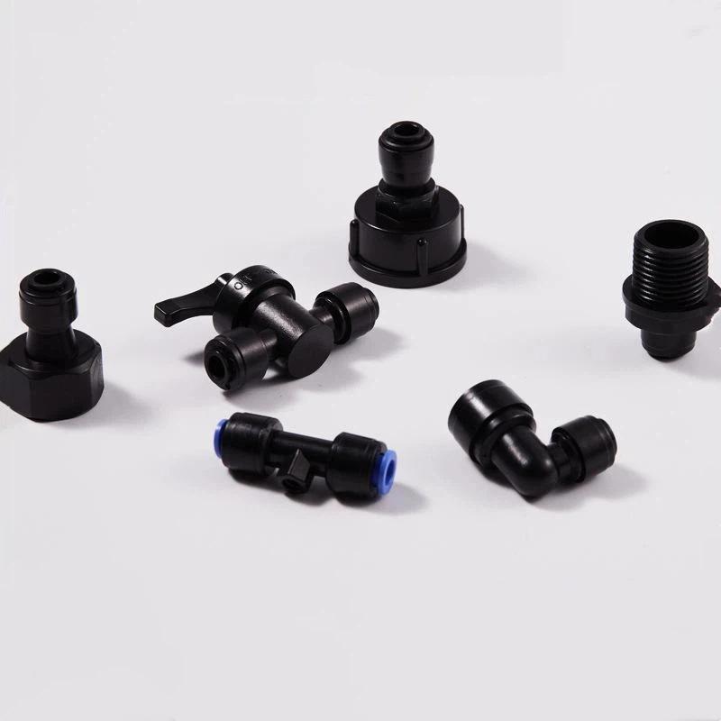 RO Water Filter Fittings Food-Grade POM Straight Elbow Tee PE Pipe Bulkhead Connector for Home Reverse Osmosis System