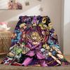 JoJo's Bizarre Adventure Cartoon Flannel Blanket, Printed Design for Bed and Sofa, Soft Home Decor, Picnic Travel Blanket_LIAN