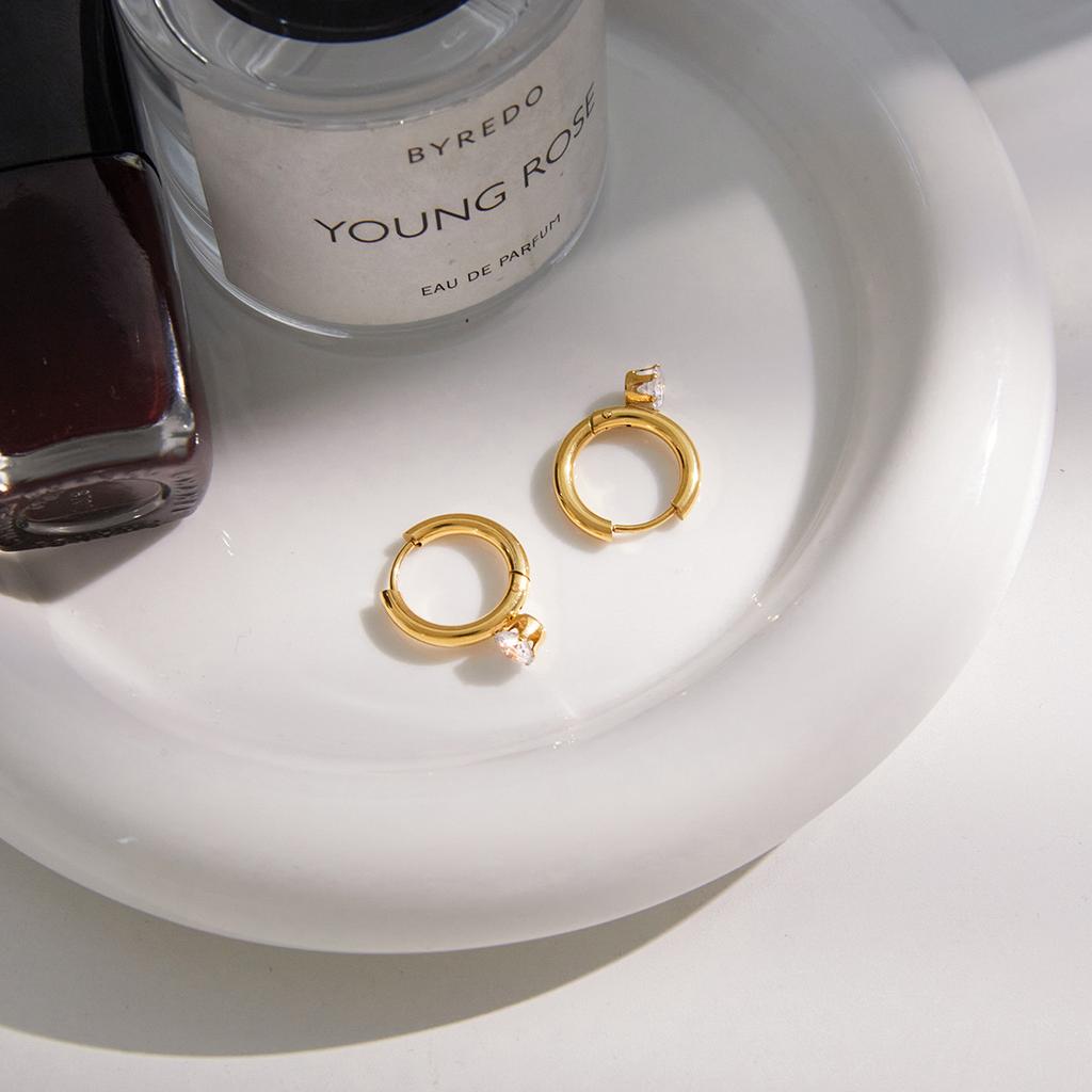 European and American Stainless Steel Zircon Earrings Earrings Do Not Fade Titanium Steel