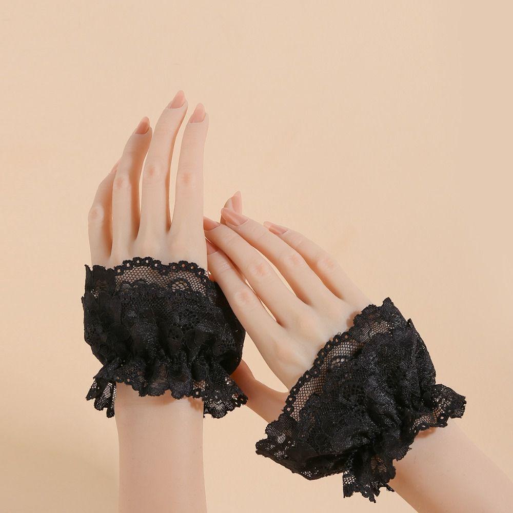 Kostümaccessoire Falsche Manschette Spitze Gerüschte Handgelenkmanschette Spitze Elegante Pullovermanschetten Bühnenauftritt