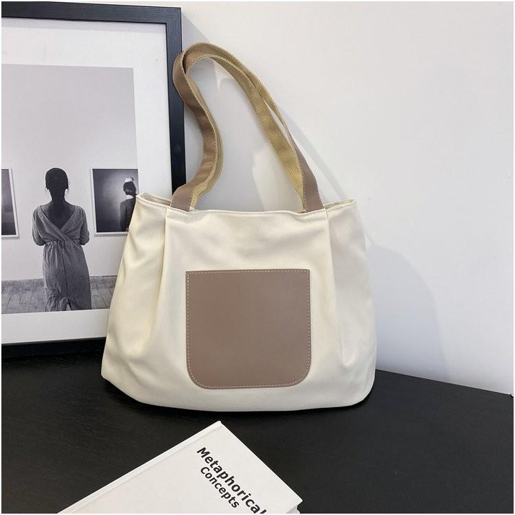 Urban Chic Nylon Tote Bag Large Capacity Stylish Grocery Shopping Bag With Zipper