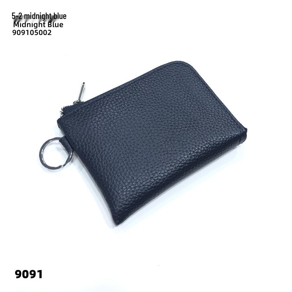 Wielofunkcyjny portfel na monety i wizytownik ze skóry bydlęcej z kółkiem na klucze