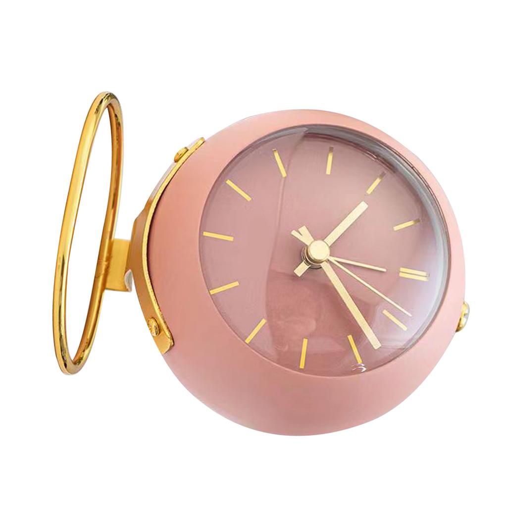 Tischwecker Studentenwohnheim Mini-Wecker Ornamente Einfache Metall-Tischuhr Rosa