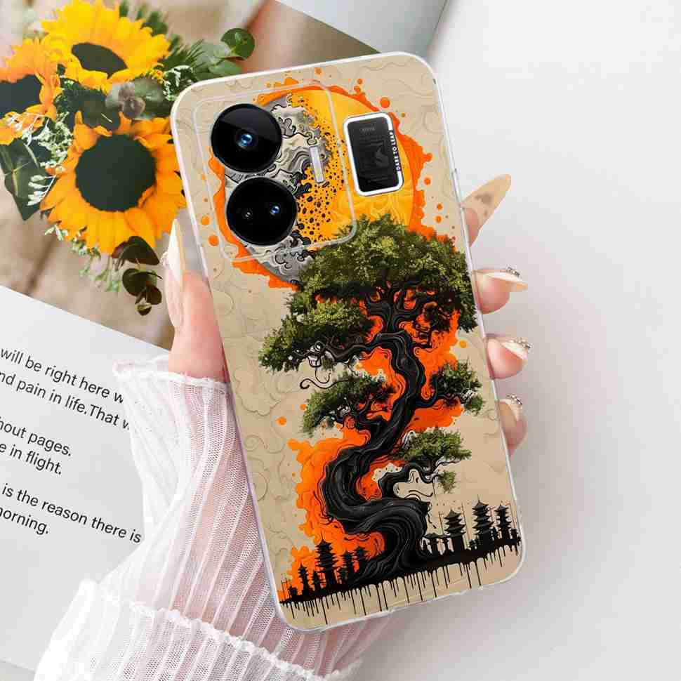 For Realme GT Neo5 RMX3706 Case Fashion Painted Flowers Silicone Cover For Oppo Realme GTNeo5 GTNeo 5 Phone Cases