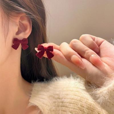 Point Velvet Ribbon Silver Needle Earrings S925