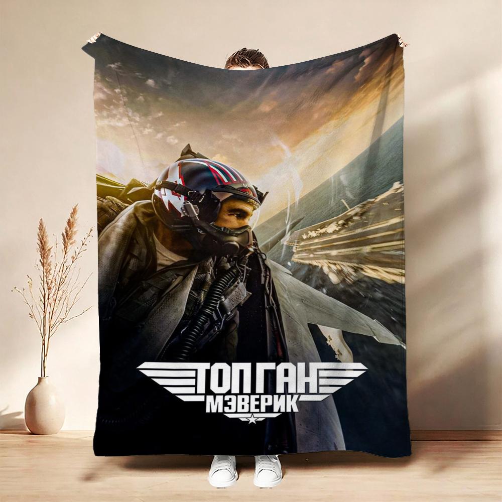 Top Gun Fighter Pilot Helmet Pattern Theme Flannel Blanket Cozy Warm Fleece Blanket For Living Room Air Conditioner Room Party Decor Great Holiday Gif