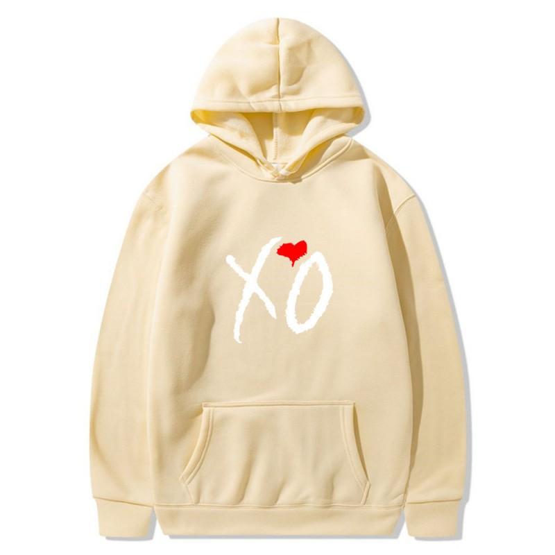 Mens Oversized Hooded Sweatshirt With XO Letter Print Loose Fit Streetwear Casual Top