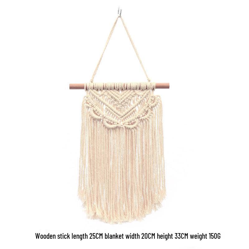 Bohemian Handwoven White Cotton Rope Tapestry - Retro Style Decorative Wall Hanging for Bedroom or Home