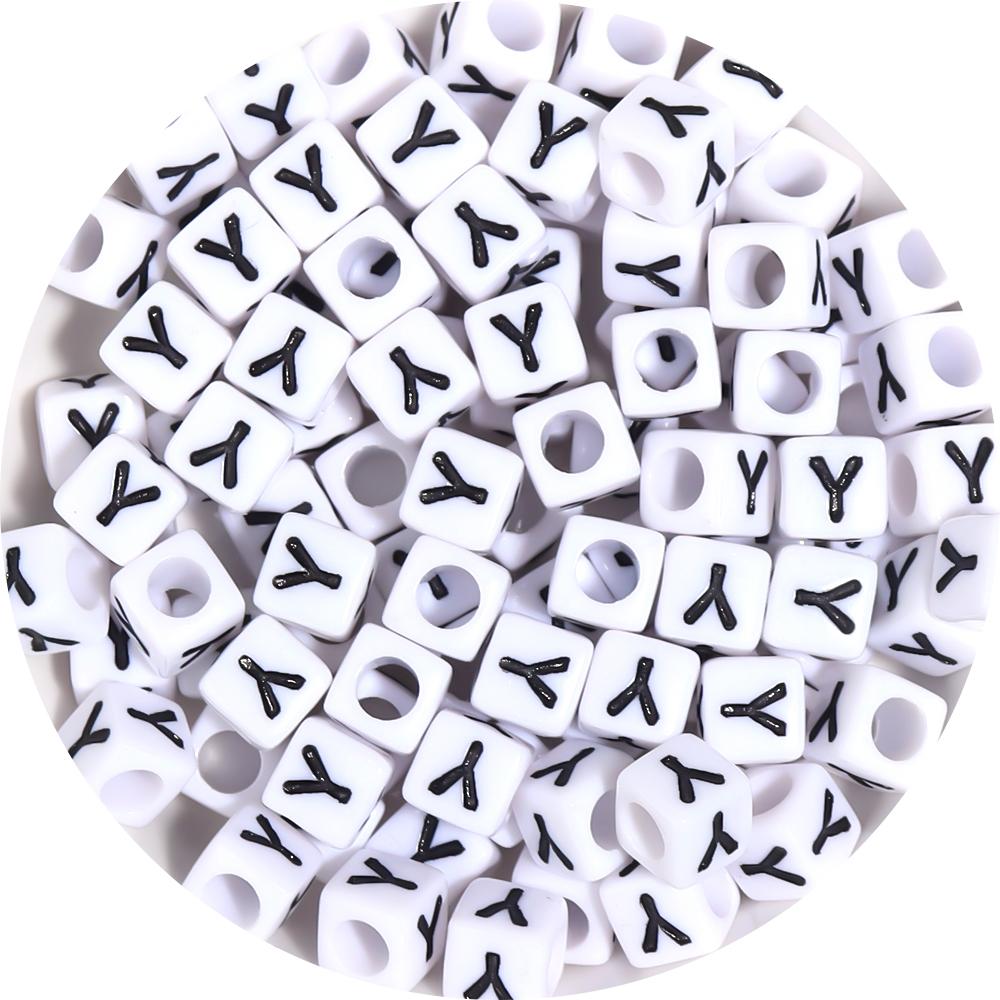 50-100pcs White And Black Color Letter Beads Alphabet Loose Beads Square Beads For Jewelry Making DIY Earring Bracelet Charm