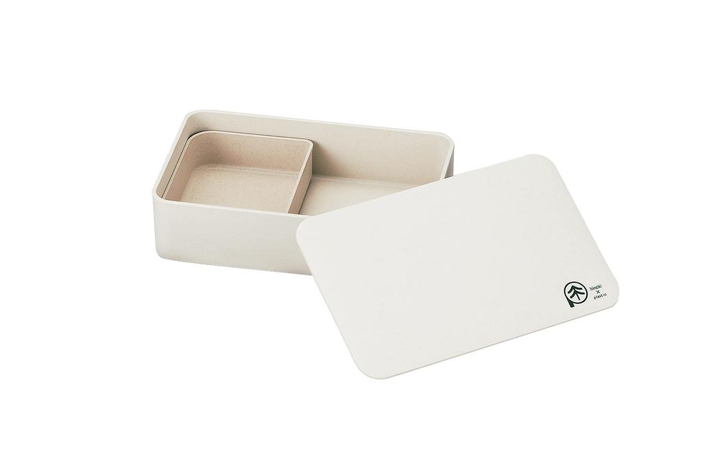 Tatsumiya Hinoki No Pla Bento Single Made In Box, Tier, 800ml, Microwaveable, Japan, Off-White
