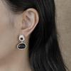 Asymmetrical Stone Stud Earrings: Retro, High-End, Versatile Niche Design for Women