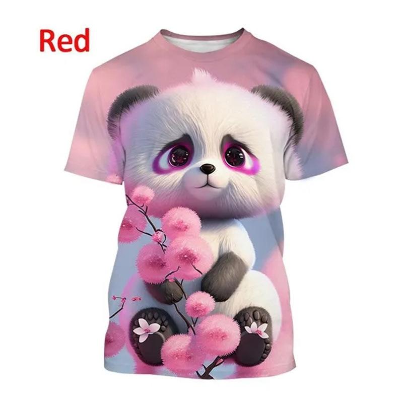 Summer Cute Panda 3D Printed Casual Short Sleeve T-Shirts Women’s